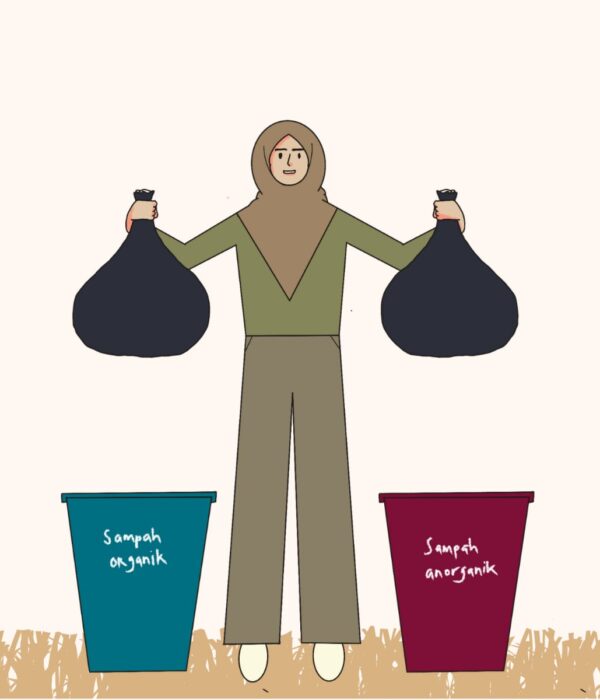 perempuan mengelola sampah